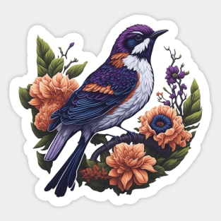 Beautiful Flowers and Bird Sticker